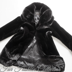 上品なリッチさを印象づけたいとき☆スカンブラックミンク毛皮のコート リアルファーコート レディース　ファーコート 4枚目の画像