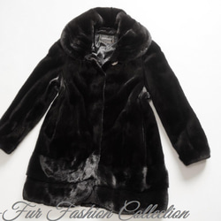 上品なリッチさを印象づけたいとき☆スカンブラックミンク毛皮のコート リアルファーコート レディース　ファーコート 2枚目の画像