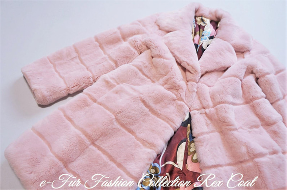 女らしさを上昇させる☆柔らかくて暖かい　桜ピンクフォックスファー×レッキス本物毛皮コート レディースリアルファーコート　 4枚目の画像
