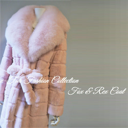 女らしさを上昇させる☆柔らかくて暖かい　桜ピンクフォックスファー×レッキス本物毛皮コート レディースリアルファーコート　 12枚目の画像