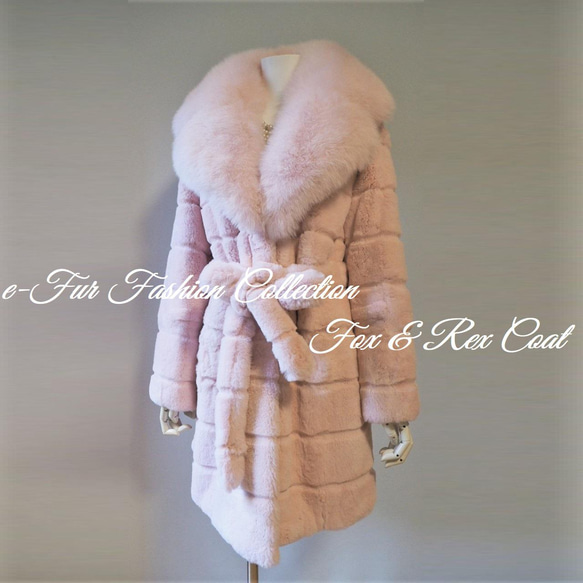 女らしさを上昇させる☆柔らかくて暖かい　桜ピンクフォックスファー×レッキス本物毛皮コート レディースリアルファーコート　 3枚目の画像