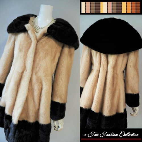 ブラックミンク MINK リアルファー ミドルコート 本毛皮 黒 サイズ13 ブラックミンク MINK リアルファー ミドルコート 本毛皮 黒 サイズ13