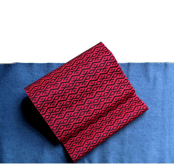 手織り博多織　帯「ナシラズ(赤竜）」赤と黒の個性的な柄のおしゃれ帯 5枚目の画像