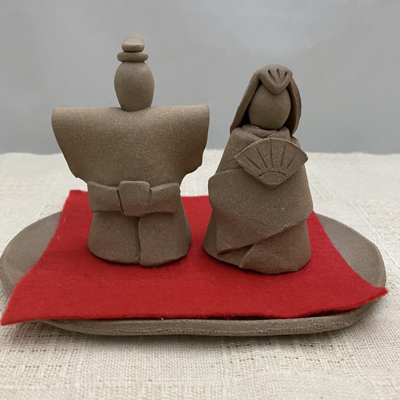 陶器製 雛人形セット ひな祭り ミニ雛人形セット(焼きしめ)A お雛様 ひな祭り 桃の節句 初節句