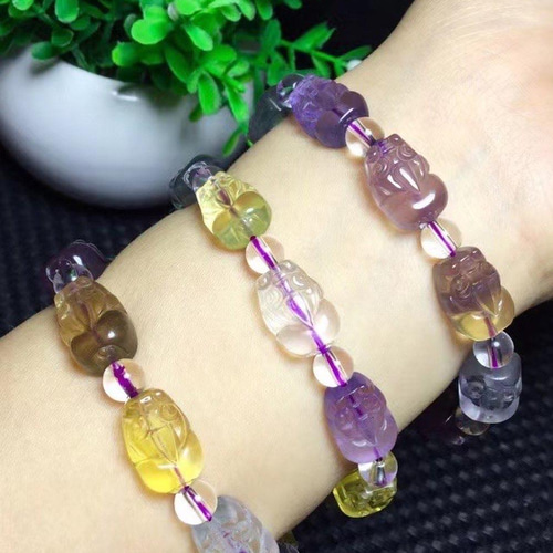 フローライト 貔貅 ブレスレット 111942 瑪瑙五眼天珠シナバー