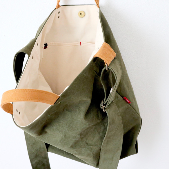 L・ボーイッシュショルダーtotebag／army duck 8枚目の画像