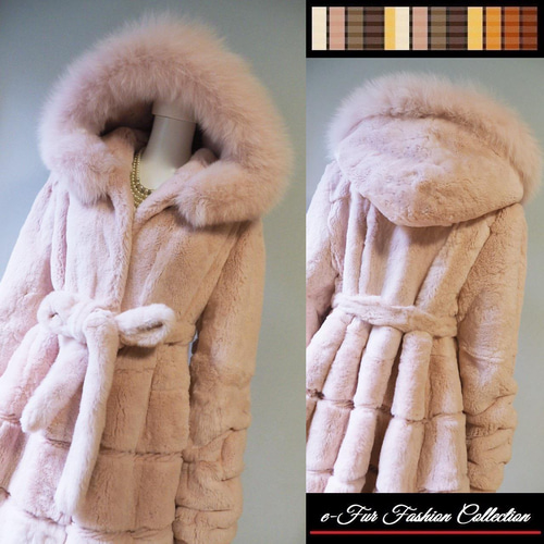 着るだけで優しげに見える☆桜ピンクフォックスファー付き