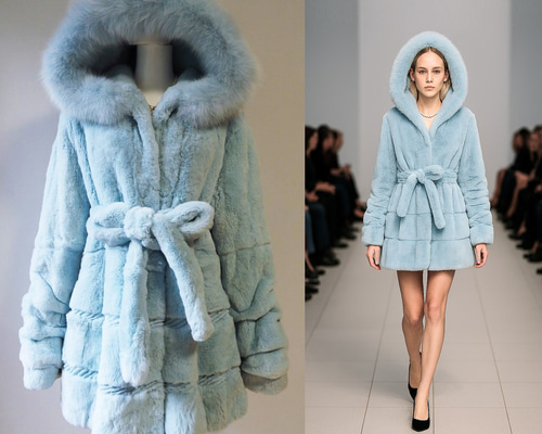 晴れた冬の朝のような美しいスカイブルー☆フォックス×レッキス毛皮