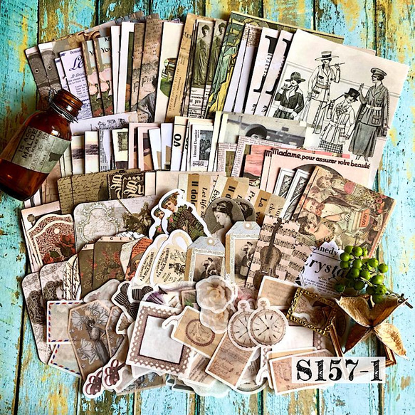 おすそ分け：【紙モノ 素材・ コラージュ素材・PETステッカー】1セット