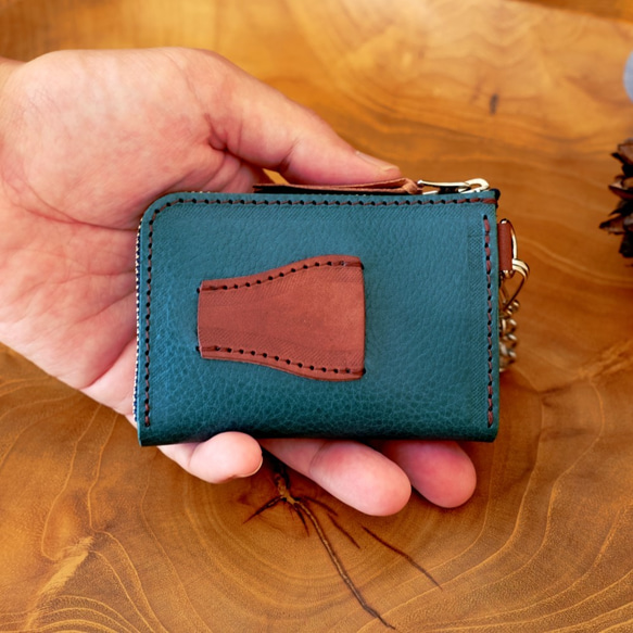 【受注製作】鍵も仕舞える小さい財布  ChocoMint 2枚目の画像