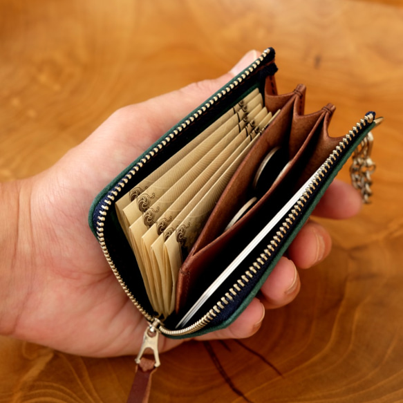 【受注製作】鍵も仕舞える小さい財布  ChocoMint 3枚目の画像