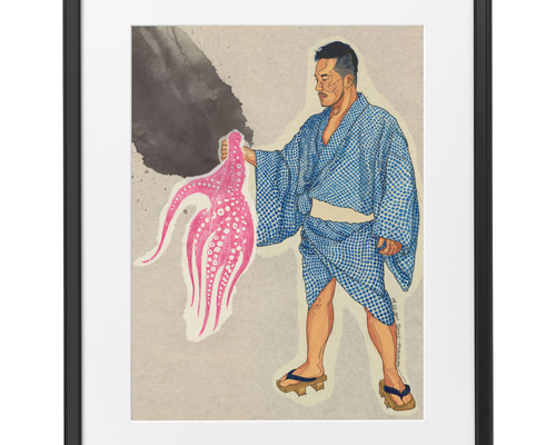 額入りプリント絵画 ご本がいっぱい/額入りアートプリント イラスト 絵画 絵 アート