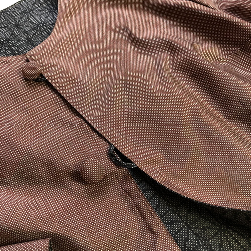 アンティーク大島紬のリバーシブルジャケット ノーカラー 着物リメイク