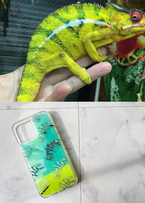 【特集掲載】擬態カメレオンのネオンサンドiPhoneケース/yellow×green 7枚目の画像