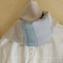 手織り　綿と絹のやさしいマフラー　春霞　経糸灰ピンク　作品2103 4枚目の画像