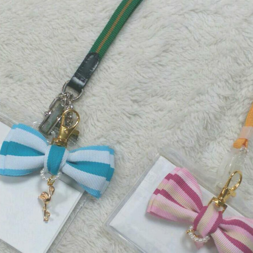 キーホルダー ストラップ ネックストラップ リボン キーリング