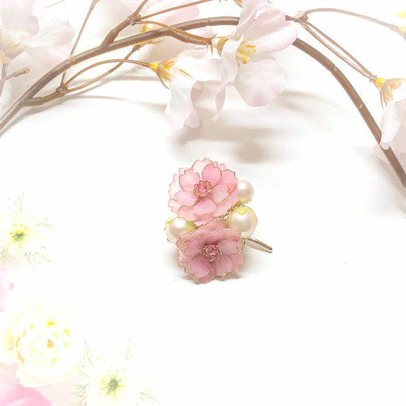 八重桜 〜 ポニーフック 〜 春色新作2023 ディップジュエリー 卒業式 入学式 ご褒美 春 2枚目の画像