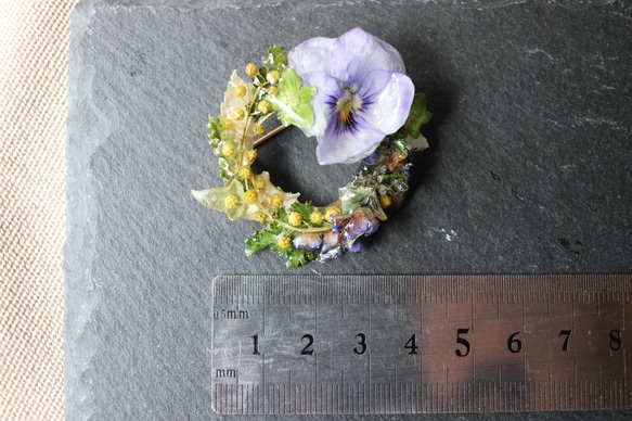 送料無料！本物の花リースブローチ『お花リース』 5枚目の画像