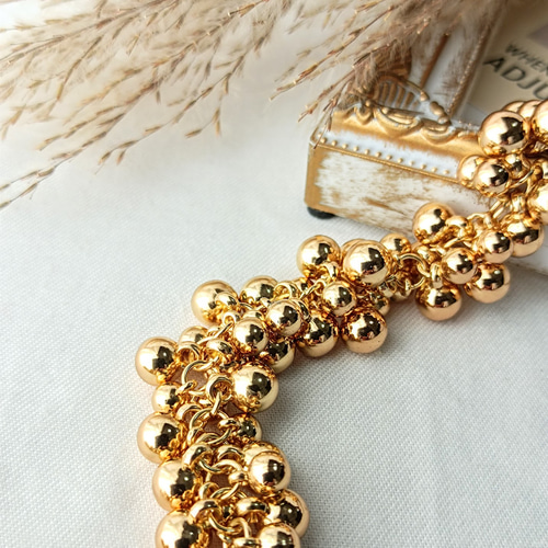 ゴールド】【10cm】【大ぶり】高品質メッキ CCBボール チェーン