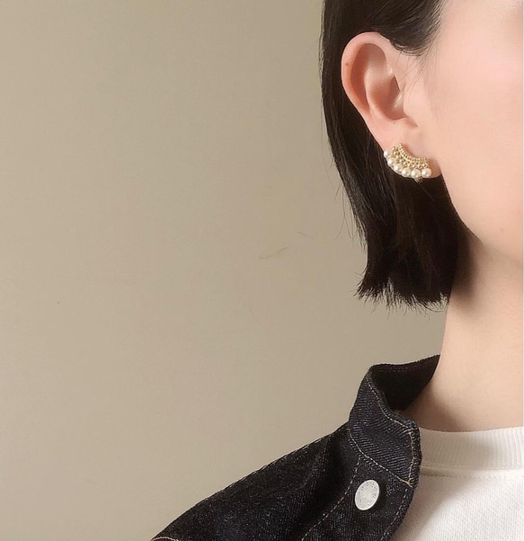 pearl embroidery pierce/earring 2枚目の画像