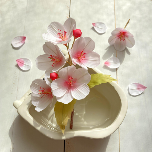 布花 サクラ ソメイヨシノ 桜 一枝のコサージュ コサージュ orionの