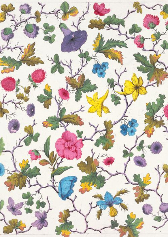 【NO.350】カラフルなボタニカルのフラワーアートポスター☆花植物パターン模様お洒落可愛い上品アンティーク雑貨A3A2 2枚目の画像