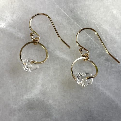 14kgf ハーキマーダイヤモンド フックピアス ピアス（フック・チェーン