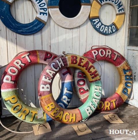 ビンテージな浮き輪オブジェ　　～シャビー　レトロ　マリン　シーフードレストラン 11,060円