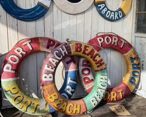アンティークの浮き輪  マリン オブジェ ディスプレイ アンティークの浮き輪 マリン オブジェ ディスプレイ