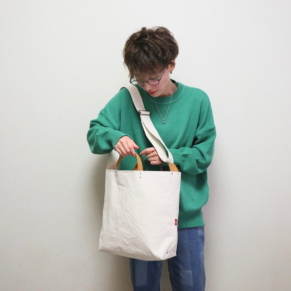 L・ボーイッシュショルダーtotebag／army duck 6枚目の画像