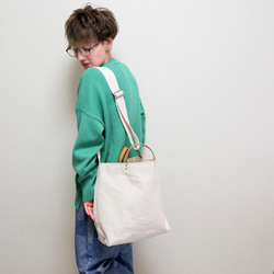 L・ボーイッシュショルダーtotebag／army duck 5枚目の画像