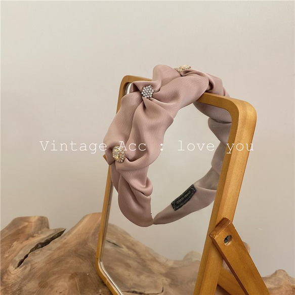 韓国ファッション　優しい上品ピンクヘアバンド　カチューシャ 　ヘアアクセサリー -7183 1枚目の画像