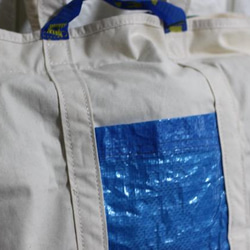 【１点物】リメイクトート　L.L.Bean×IKEA ナチュラル,帆布,エコバッグ,サブバッグ,ヌメ革 5枚目の画像