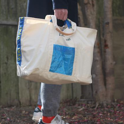 1点物】リメイクトート L.L.Bean×IKEA ナチュラル,帆布,エコバッグ