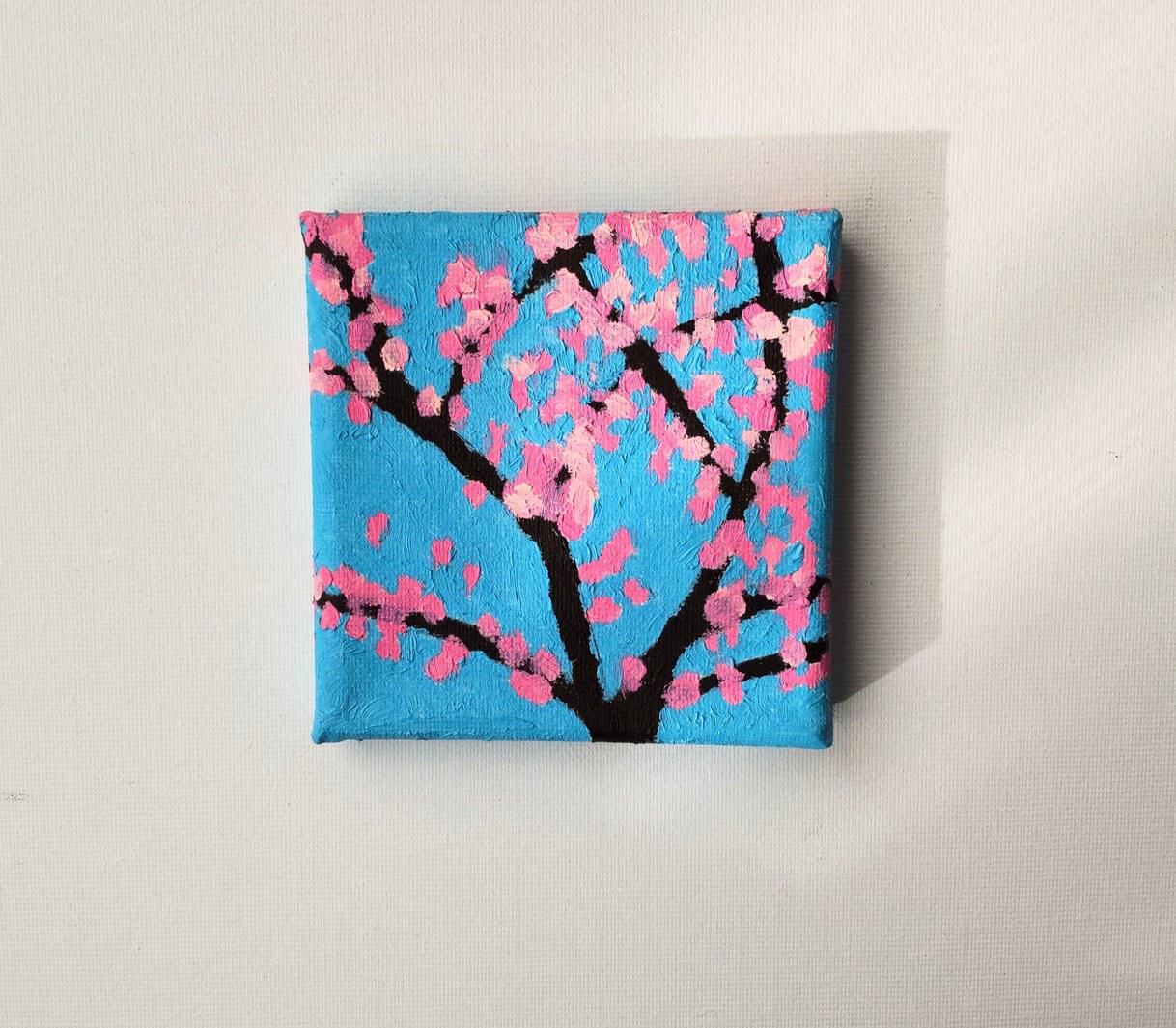 原画「桜」小・油彩・壁掛け・裏紐付き        Ω