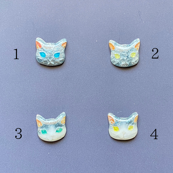 有線七宝焼　グレー系猫　マスクチャーム 1枚目の画像