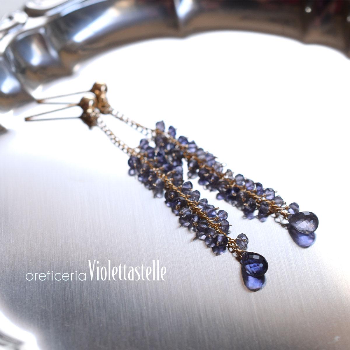 14kgf アイオライトのロングピアス