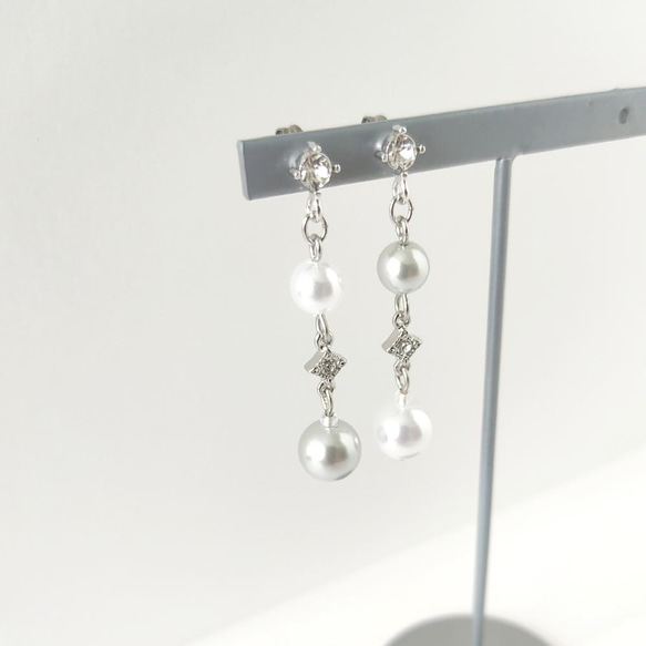 《ピアス》Two colors pearl/Gray 3枚目の画像