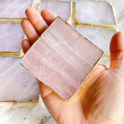 水晶　ローズクォーツ　コースター　天然石 ローズクォーツコースター✧天然石コースター・ローズクォーツ