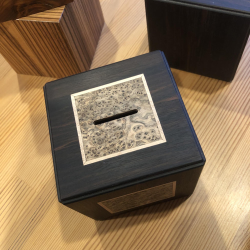 象嵌入り黒檀 貯金箱 おしゃれ雑貨 その他インテリア雑貨 MINORU工房
