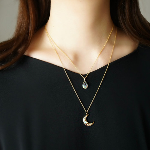 再販＊オパールのシンプルネックレス＊14kgf 14kgf☆天然石ブルーオパール ネックレス ネックレス