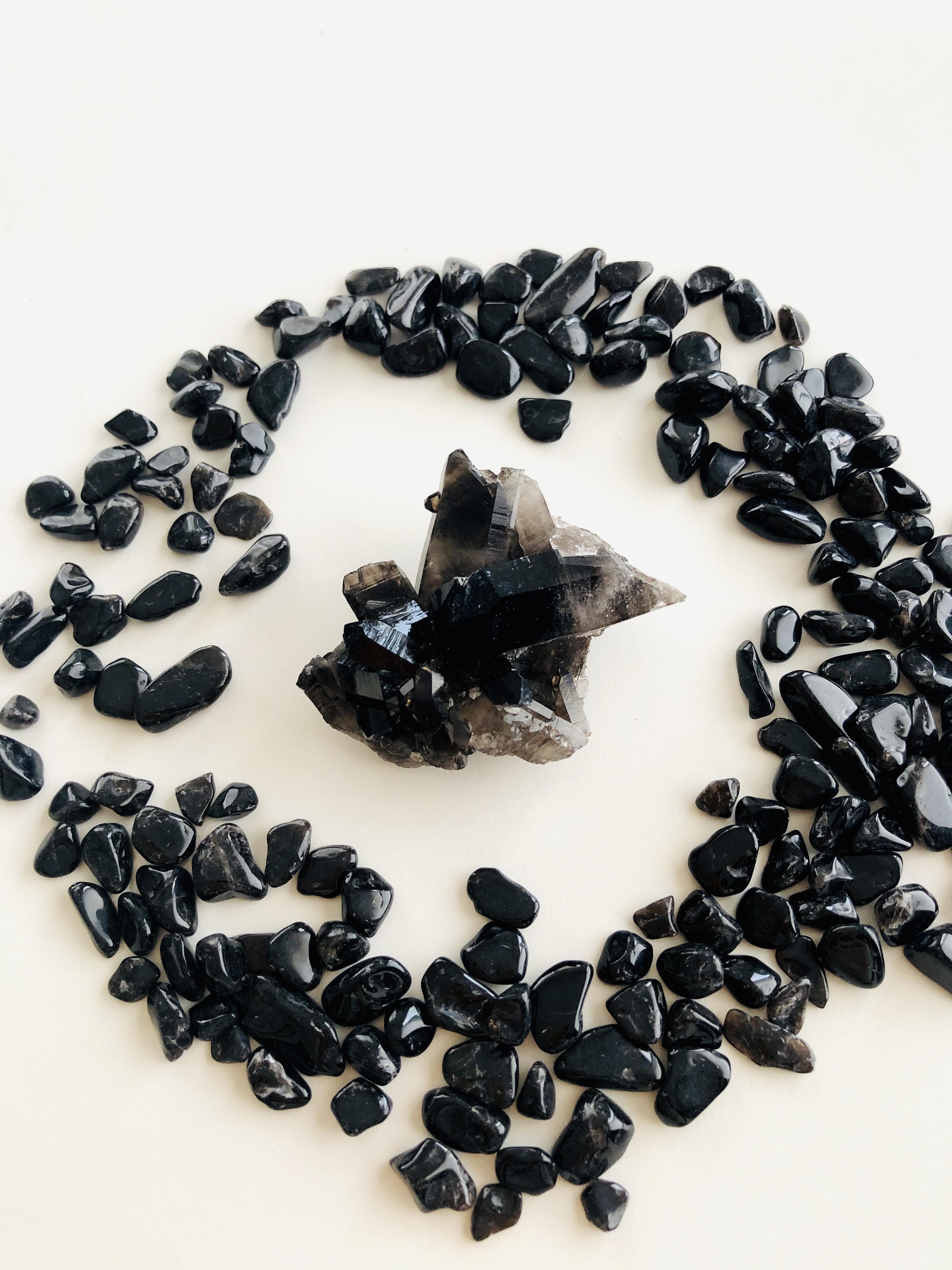 モリオン(黒水晶)のミニクラスター＆さざれ石セット