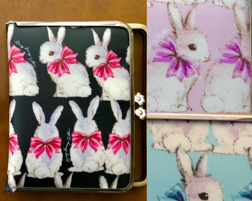 ゆめかわうさぎ柄 がま口母子手帳ケース・お薬手帳ケース 口金