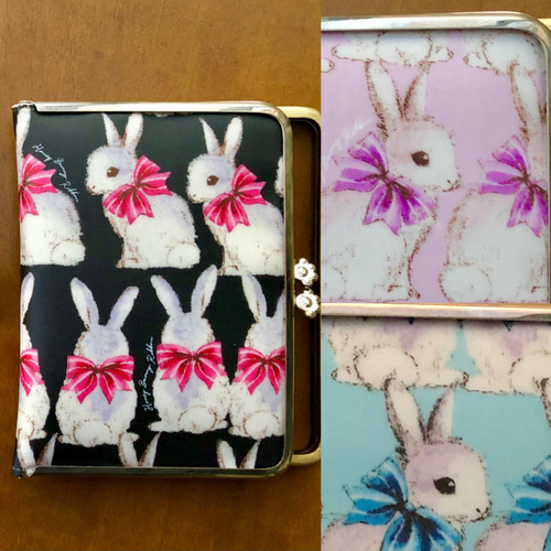ゆめかわうさぎ柄 がま口母子手帳ケース・お薬手帳ケース 口金