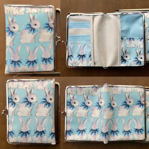 ゆめかわうさぎ柄 がま口母子手帳ケース・お薬手帳ケース 口金選択可能