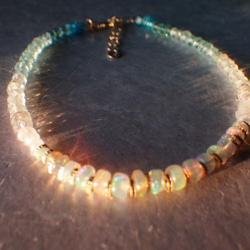 *14Kgf* Opal Ocean Ombre Bracelet　オパール＆アクアマリン＆アパタイト☆アジャスター 14枚目の画像