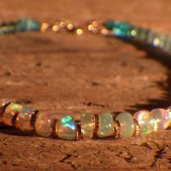 *14Kgf* Opal Ocean Ombre Bracelet　オパール＆アクアマリン＆アパタイト☆アジャスター 12枚目の画像