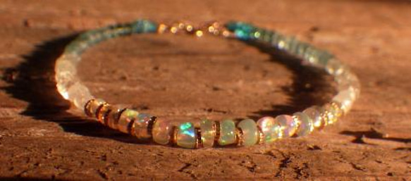 *14Kgf* Opal Ocean Ombre Bracelet　オパール＆アクアマリン＆アパタイト☆アジャスター 12枚目の画像