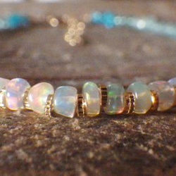 *14Kgf* Opal Ocean Ombre Bracelet　オパール＆アクアマリン＆アパタイト☆アジャスター 13枚目の画像