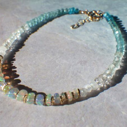 *14Kgf* Opal Ocean Ombre Bracelet　オパール＆アクアマリン＆アパタイト☆アジャスター 5枚目の画像